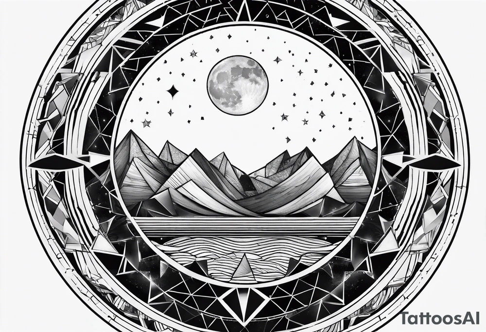 geometric simple moon with triangles inside a circle tattoo idea geometric simple moon with triangles inside a circle tattoo idea