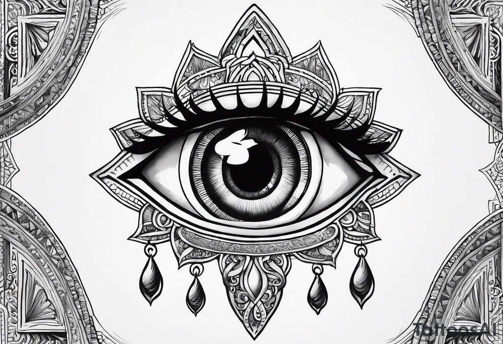 the hand of Fatima with all-seeing eye tattoo idea