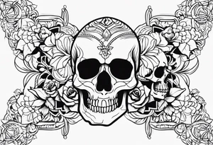 Mini skull outline flash sheet tattoo idea