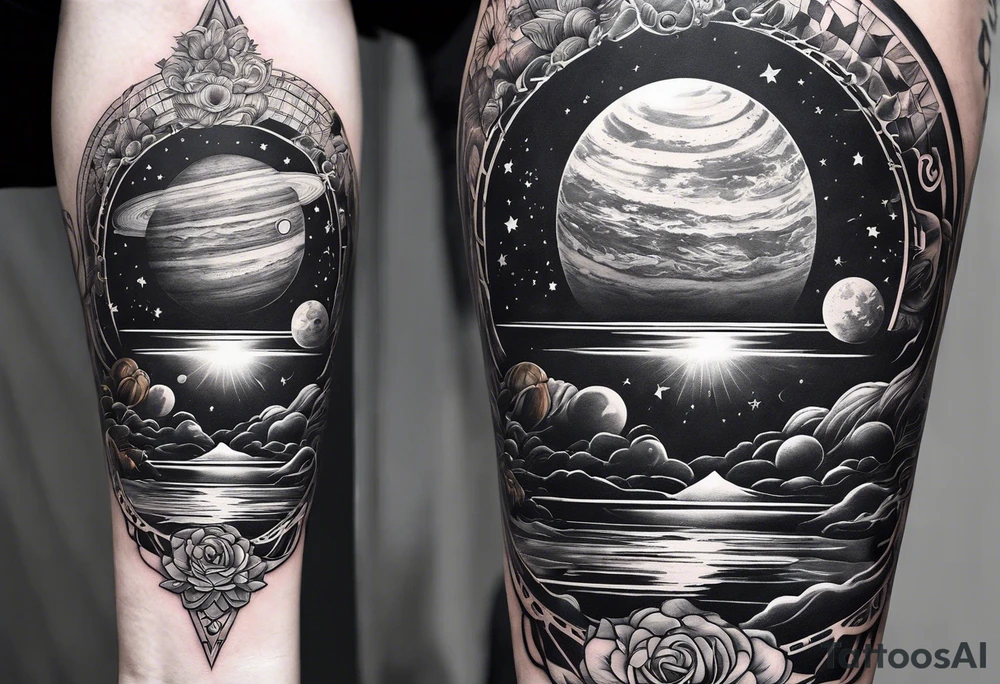 solar system, on spine tattoo idea