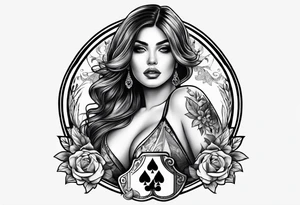 woman one hand holding poker cards tattoo idea