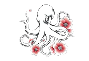 octopus and flowers tattoo idea