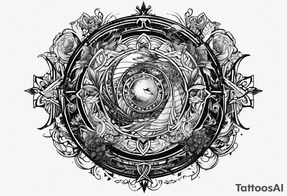 messy lines trash circcle logo tattoo idea
