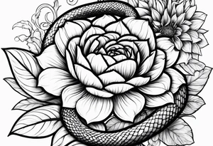 Snake and dahlia tattoo idea