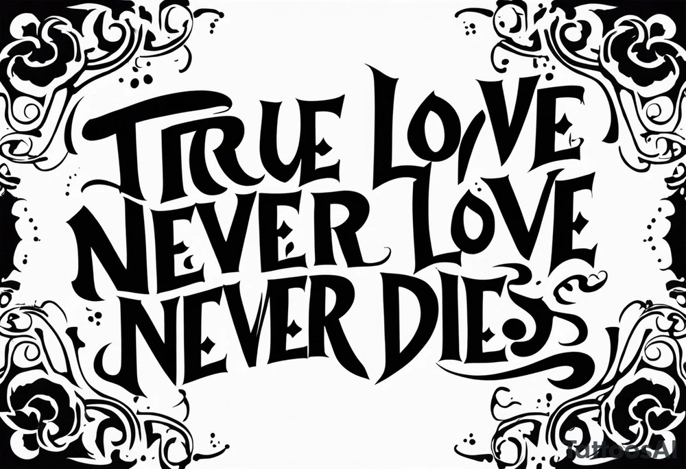 Old English font graffitti true love never dies tattoo idea