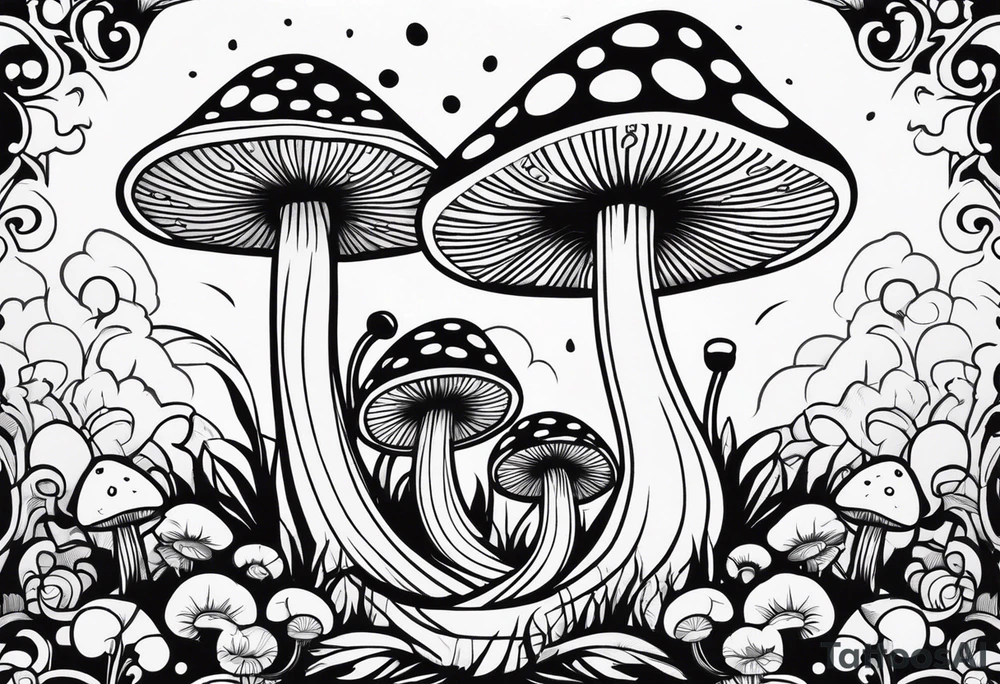 mushroom psychedelic tattoo idea