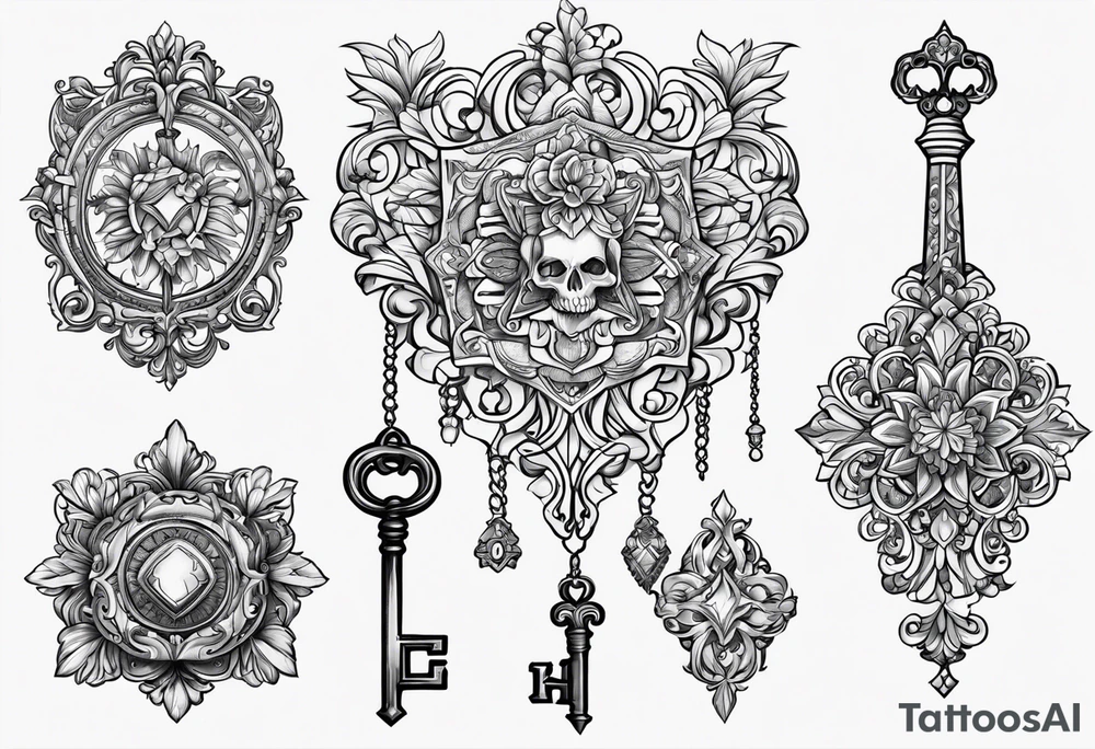Key, gothique, baroque tattoo idea