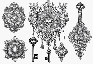 Key, gothique, baroque tattoo idea
