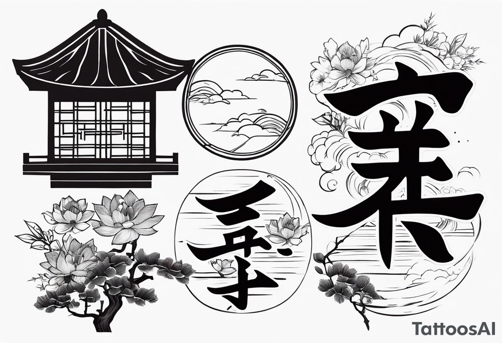 Chinese lettering next to a Japanese  charm tattoo idea