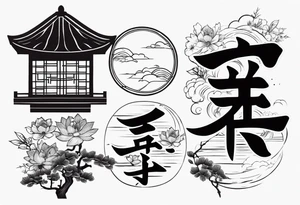 Chinese lettering next to a Japanese  charm tattoo idea