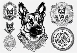 German Shepherd with frame tattoo idea