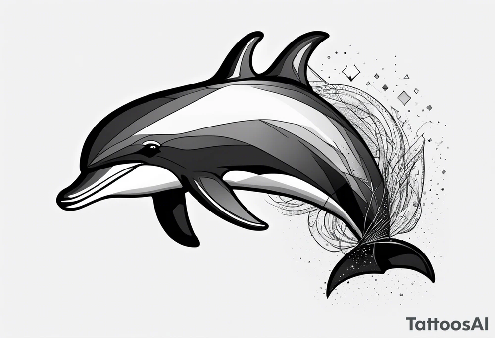 One dolphin wearing a party hat. Small design. tattoo idea One dolphin wearing a party hat. Small design. tattoo idea