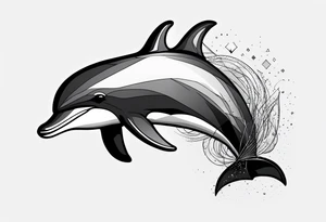 One dolphin wearing a party hat. Small design. tattoo idea