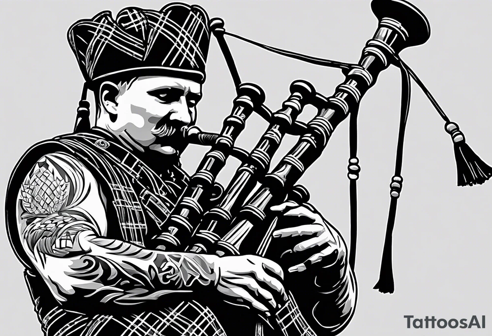 Scottish Bagpiper in  a kilt tattoo idea