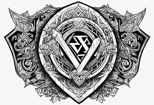 Valhalla sword shield axe Valknut tattoo idea