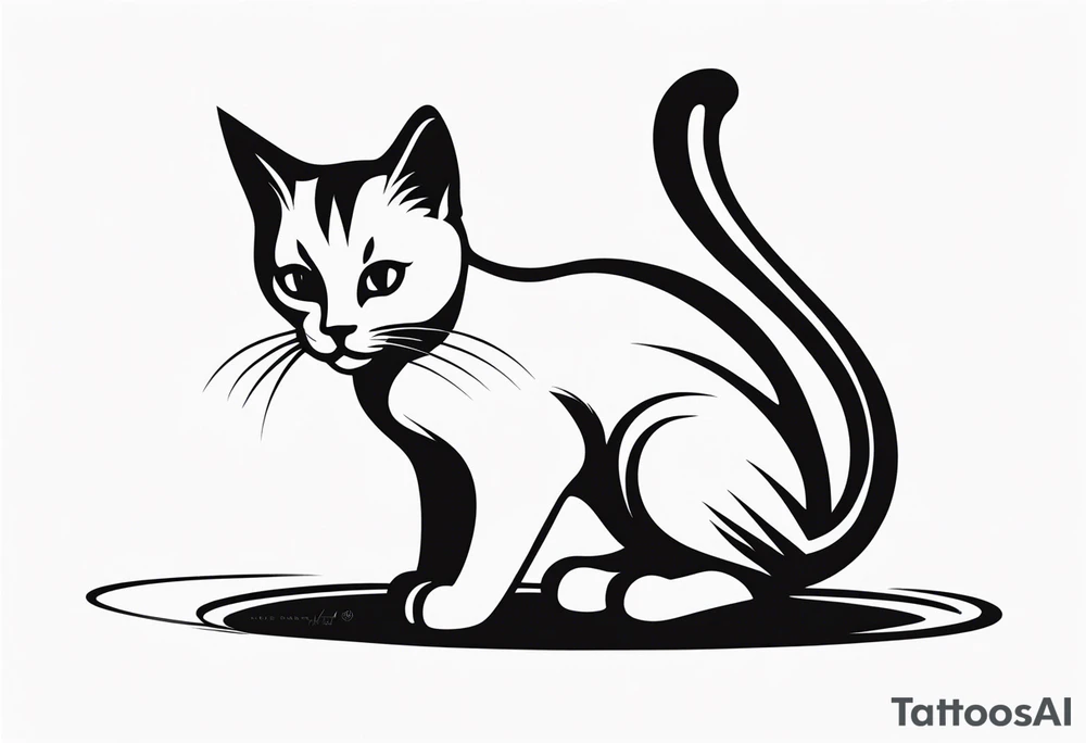 “Design a minimalist tattoo of a playful kitten, capturing its curious expression with simple lines and minimal detail. tattoo idea