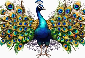 Peacock and music tattoo idea