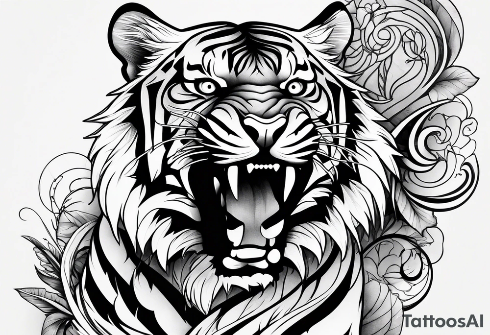 tiger climbing up tattoo idea