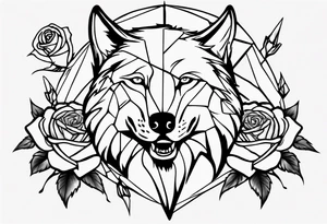 Wolf with roses and broken glass tattoo idea