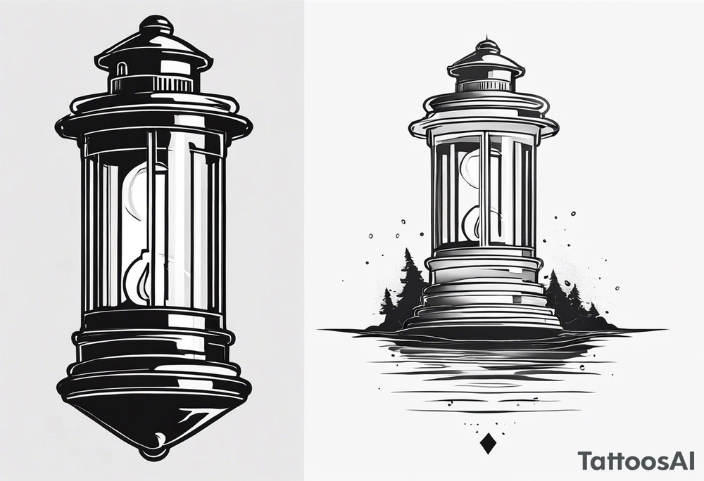 farol com linhas fluidas e moldura arredondada tattoo idea