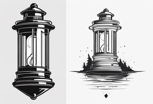 farol com linhas fluidas e moldura arredondada tattoo idea