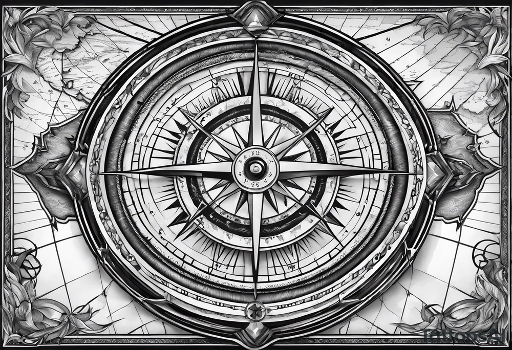 flat map with compass tattoo idea