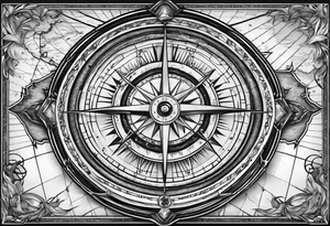 flat map with compass tattoo idea