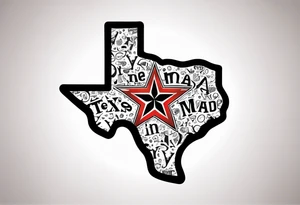 Texas Made in bubble letters tattoo idea