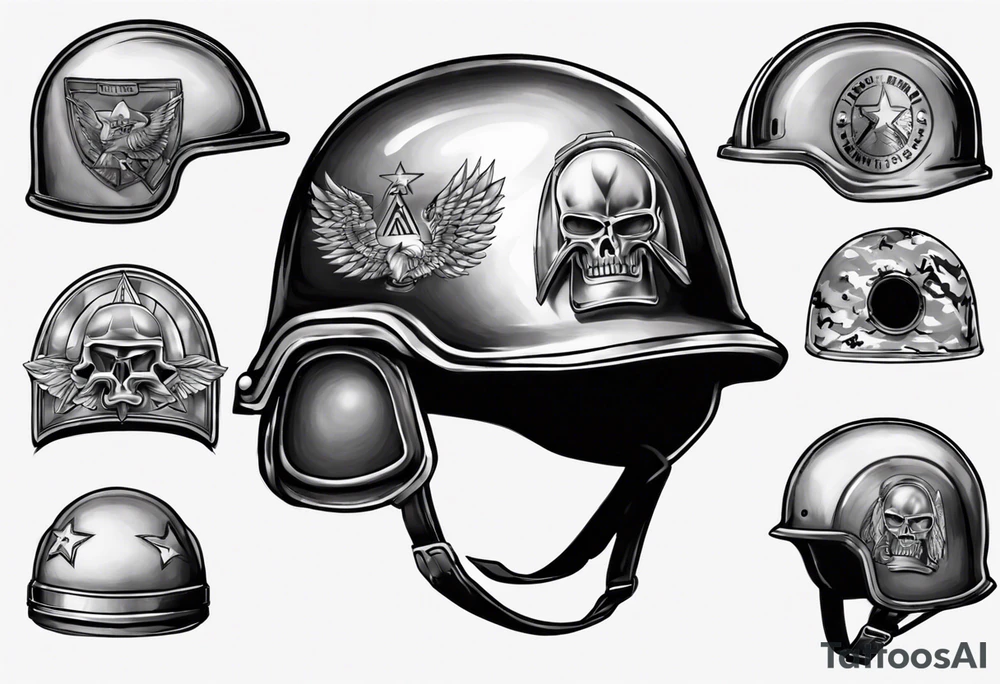 army helmet with 3 bullets tattoo idea