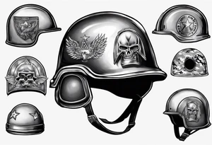 army helmet with 3 bullets tattoo idea