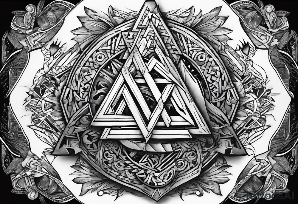 Valhalla shield valknut axe steps tattoo idea