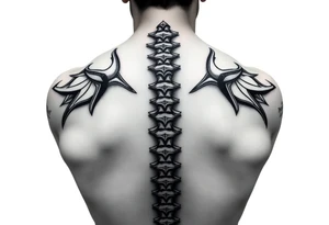 Spinal futuristic, full length, shoulders to lower back tattoo idea