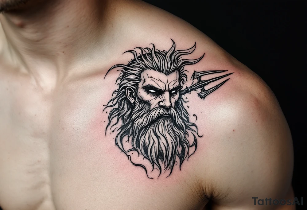 poseidon with trident tattoo idea