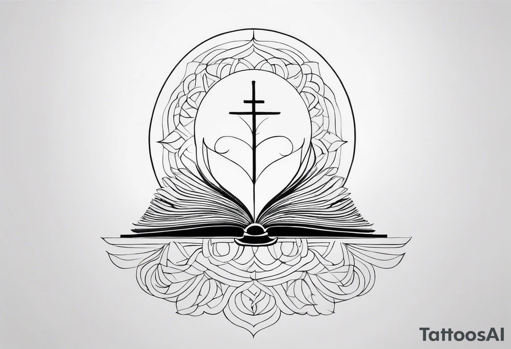 I want a fine line, feminine but very powerful tattoo. I want it to feel oriental and decorative. I want the image to portray a powerful story from the Bible. I want the tattoo to look peaceful and glowy. It has to tell a biblical story tattoo idea
