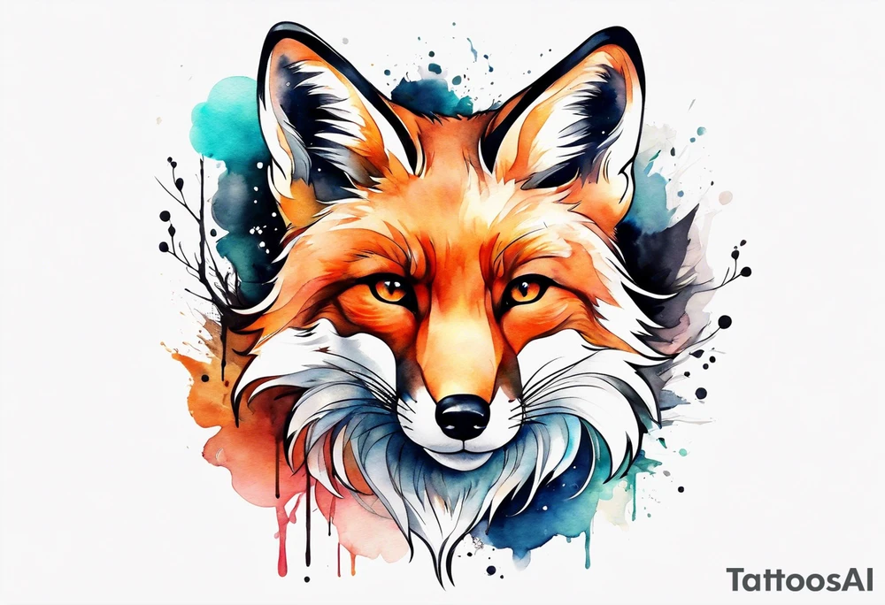 Watercolor fox tattoo idea