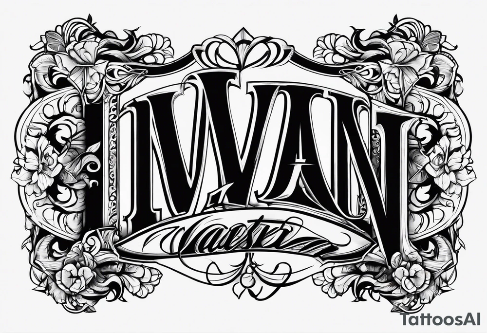Lettering of the name Ivan tattoo idea