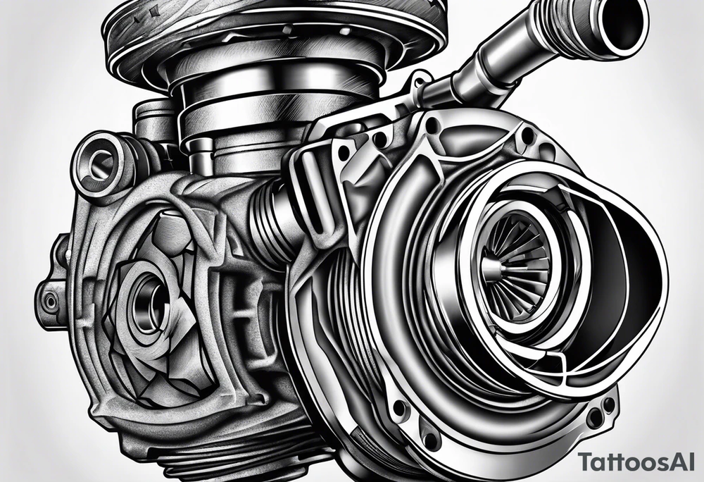 turbocharger,spark plug, auto parts tattoo idea