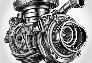 turbocharger,spark plug, auto parts tattoo idea