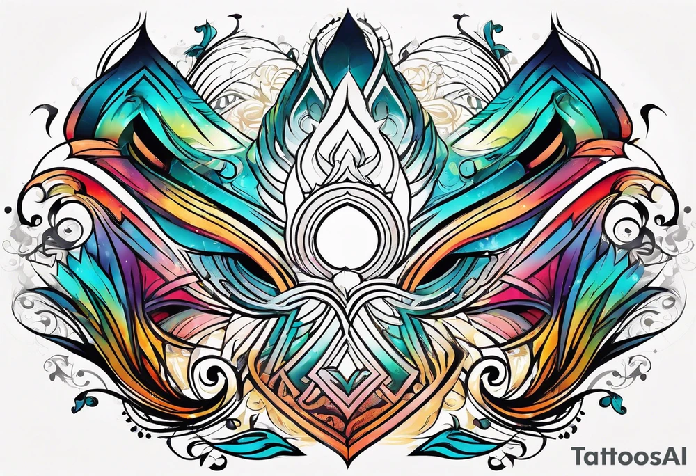 neo-tribal abstract lines gradient tattoo idea