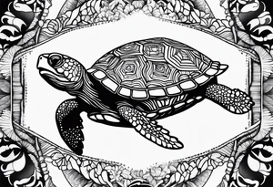 psychedelic turte, from the top, cute tattoo idea