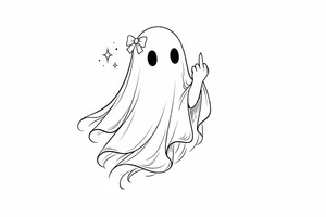 Girly ghost with middle finger sticking up tattoo idea