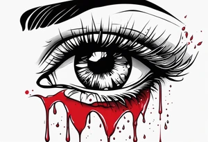 Bleeding tear flows from eye tattoo design tattoo idea