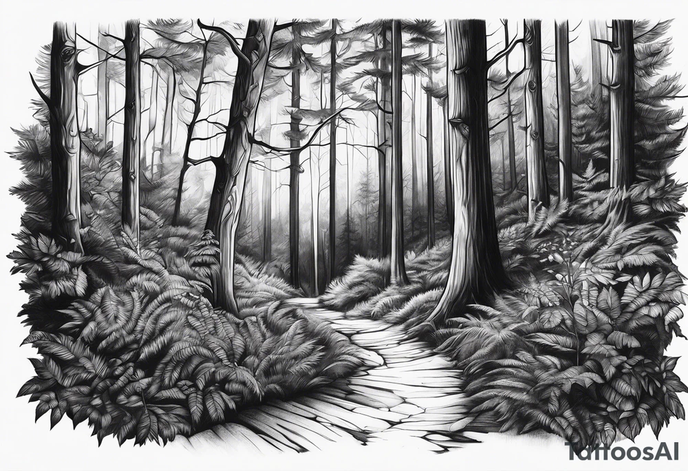 shadowy forest tattoo idea