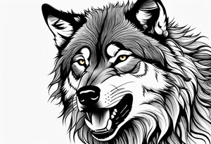 Wolf face roaring tattoo idea
