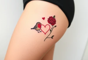 red rose and robin with a infinity heart tattoo idea