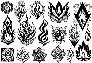 Variety of flames flash sheet tattoo idea