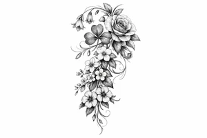 Cascading simple Irish flowers tattoo idea