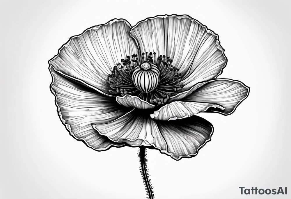 Poppy flower growing from a rock tattoo idea