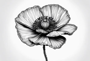 Poppy flower growing from a rock tattoo idea