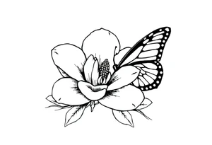 Magnolia flower, butterfly tattoo idea